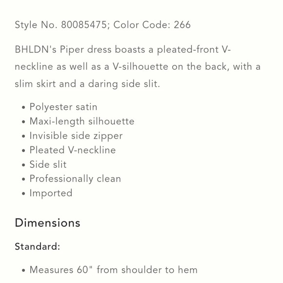 NWT BHLDN Piper V Neck Satin Gown Maxi Side Slit Sedona Size 4 - Picture 3 of 14